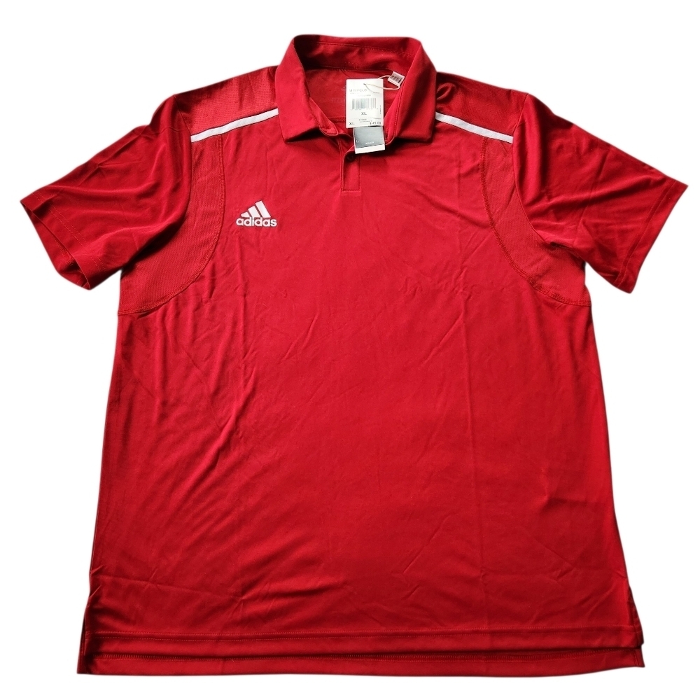 New Adidas Men's Team Red White Team Issue Polo Size XL